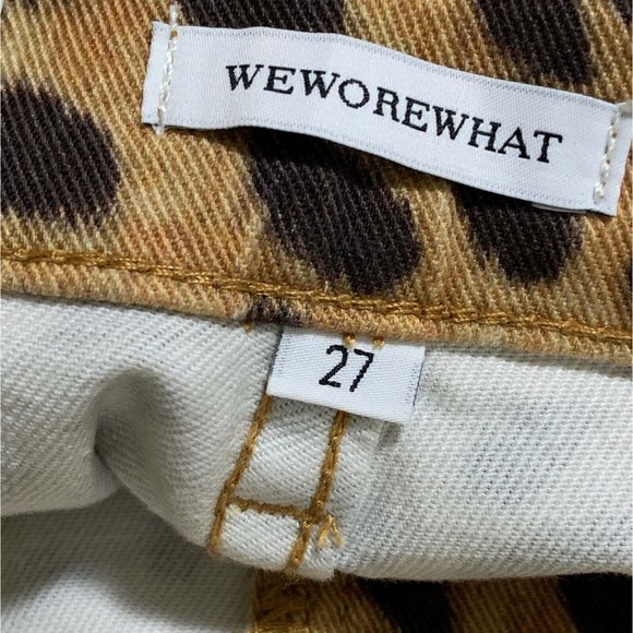 WeWorewhat Stiletto Split Hem Leopard Animal Print Skinny Jeans Size 27 - Picture 11 of 12